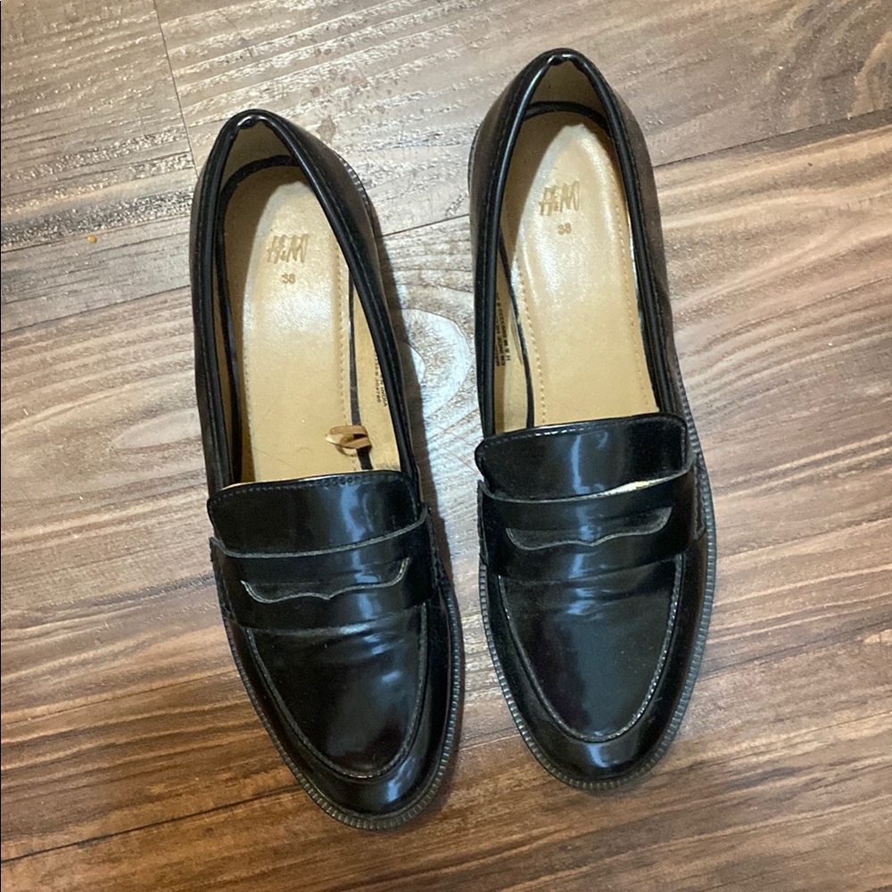 H&M Glossy Black Loafers
